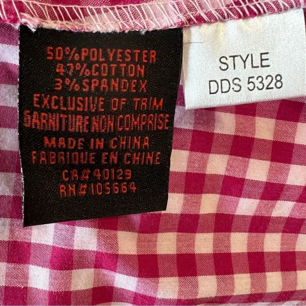 Vintage Y2K Debbie‎ Shuchat pink gingham tie front preppy blouse -- XL